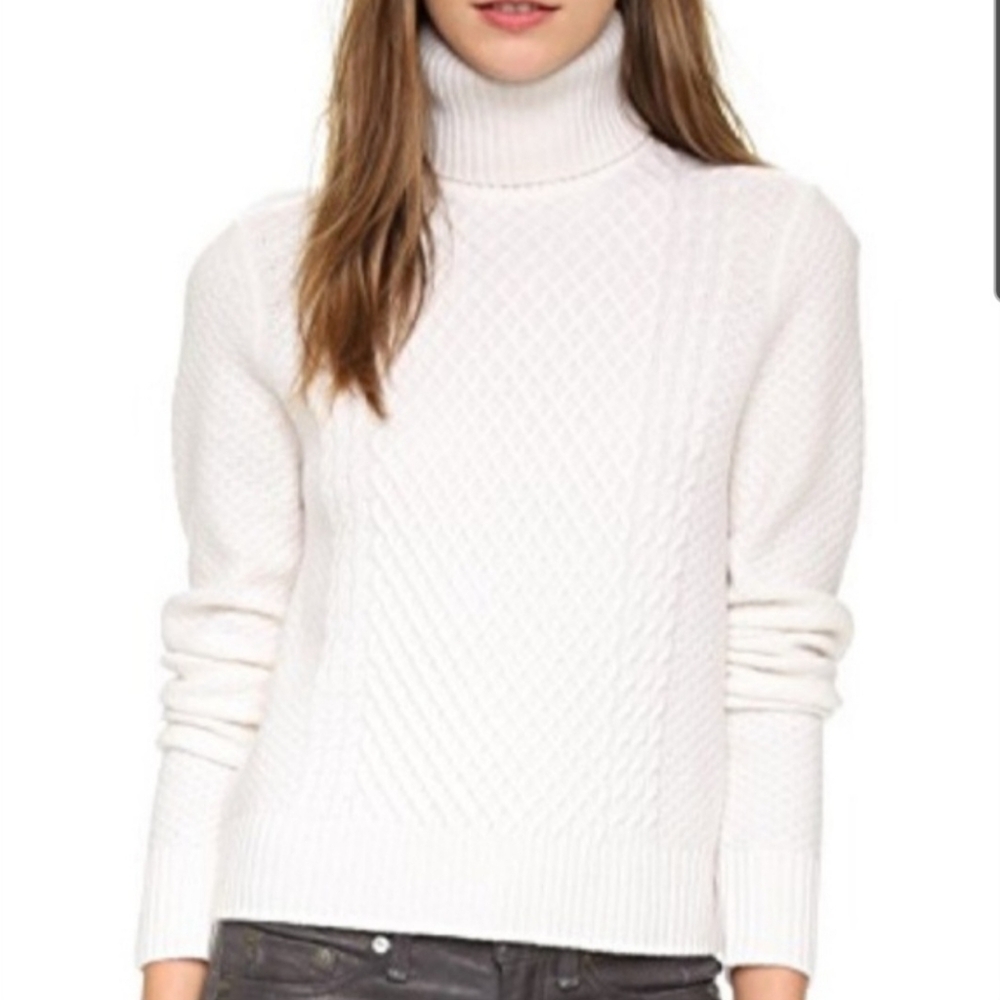 Equipment Atticus Cashmere Wool Cable Knit Turtleneck Sweater XS